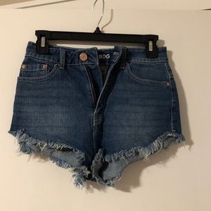 UO High rise jean shorts